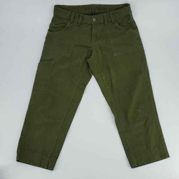 SIMPLY BLUE womens 4 olive green cotton cropped pants - Picture 2 of 8